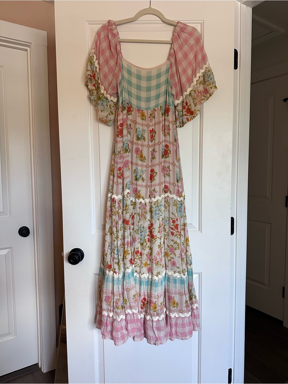 SPELL patchwork maxi dress, XS